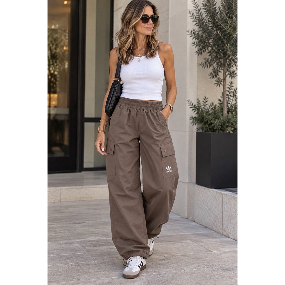 Adidas Women’s Brown Cargo Wide-Leg Pants